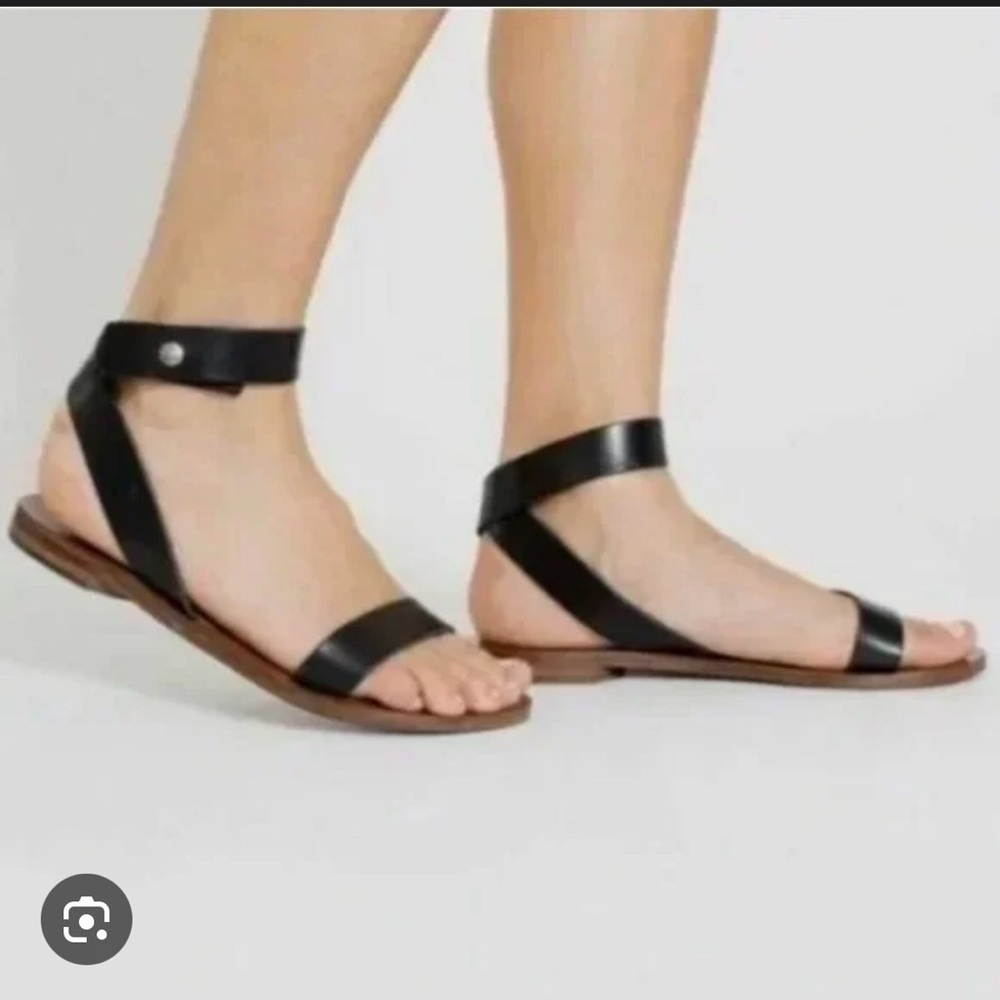 everlane black Italian ankle wrap sandals